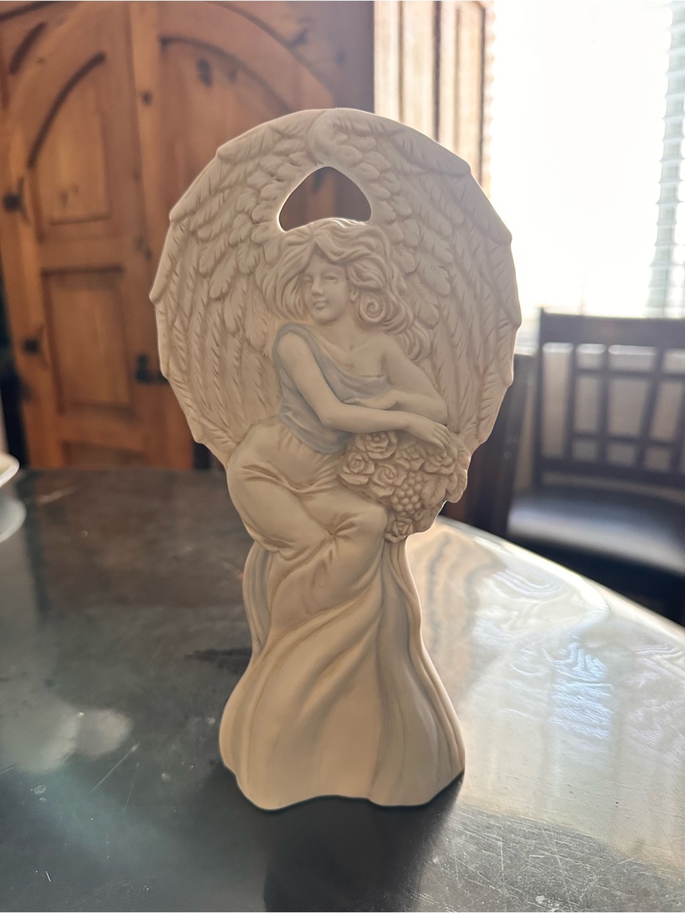 Porcelain Art Nouveau Style Bisque Angel Vase